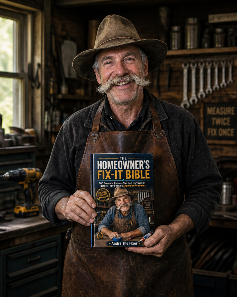 Andre The Fixer holding The Homeowner's Fix-It Bible
